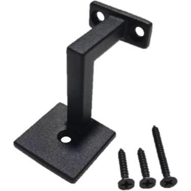Imagem de Langdoly Suportes quadrados de corrimão para suportes de corrimão de escada com parafusos (1, preto texturizado)