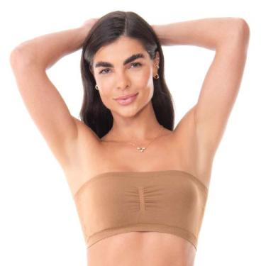 Imagem de Top Faixa com Bojo Removível Sem Costura Amêndoa Zee Rucci, P