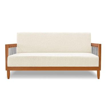 Imagem de Sofá 2 Lugares Base De Madeira Mariana 160 Cm Linho S04 - D'rossi Cor Natural