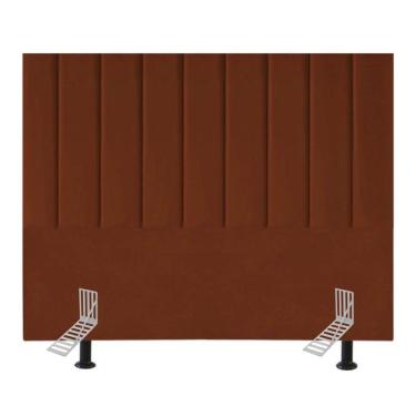 Imagem de Cabeceira Estofada Cama Box Casal 140 Cm Catarina Veludo E Frame Cor:terracota