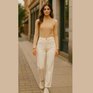 Imagem de Calça Jeans Feminina Mom Off Yellow – Cintura Alta Malwee-Feminino
