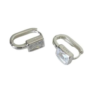 Imagem de Brincos De Argola Femininos Em Prata E Ouro Com Zircônia Cúbica, Joia 