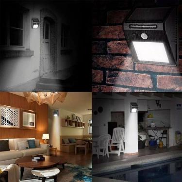 Imagem de Luminaria Parede Solar 30 Leds Sensor Movimento Luz Preto