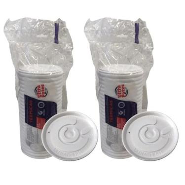 Imagem de 50 tampas p/ pote de isopor 240ml 300ml 360ml 480ml ultra - Ultra copo