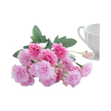 Imagem de Pequenas Flores Artificiais De Cravo Com 5 Hastes E 15 Cabeças Para Gu