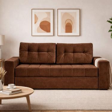 Imagem de Sofá Cama Casal em Tecido Veludo 182cm com Espuma D28 Murilo Veludo Marrom