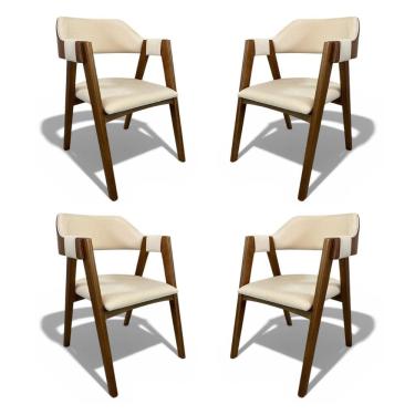 Imagem de Kit 4 Cadeiras Bali Madeira Maciça Yescasa Pinhão