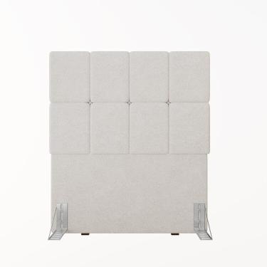 Imagem de Cabeceira Solteiro 102cm Boucle Estofada Design Moderno para Quarto Linea Branco