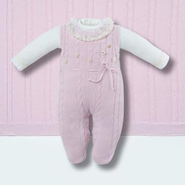 Imagem de Saída de Maternidade Bebê Tricot Rosa Algodão 3 Pçs - Hug