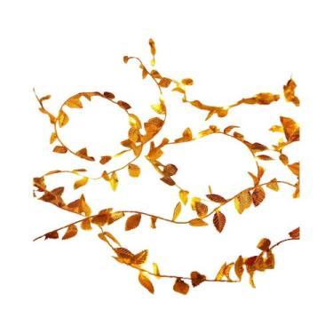 Imagem de Guirlanda De Folhas Verdes Artificiais Com Luzes De Fada Para Decoraçã