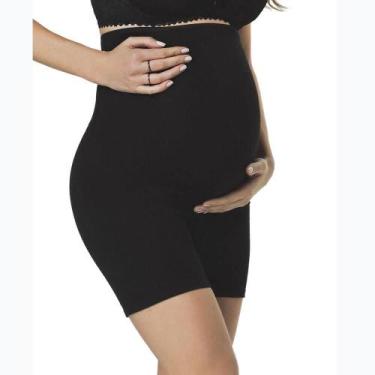 Imagem de Bermuda Gestante Cintura Alta Mondress 20020 Cotton, Preto, G