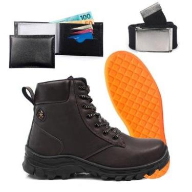 Imagem de Kit Bota Masculina Adventure Com Carteira Cinto Palmilha Gel Trilha Tracking Resistente Confortavel-Masculino