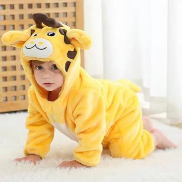 Imagem de Macacão de Frio Inverno Pijama Infantil de Bebê Urso Ursinho de Girafa