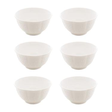 Imagem de Cj 6 Bowls Cumbuca de Porcelana New Bone Butterfly Flower Branco 14x7,5cm Lyor
