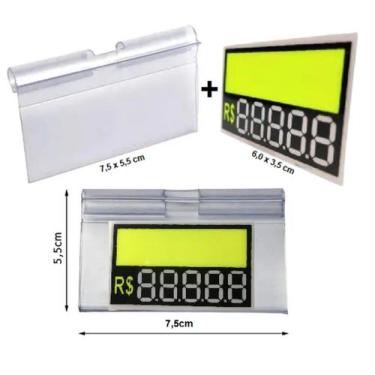 Imagem de KIT Display porta Etiqueta de Preço 7,5x5,5 cm + Etiqueta Reutilizável