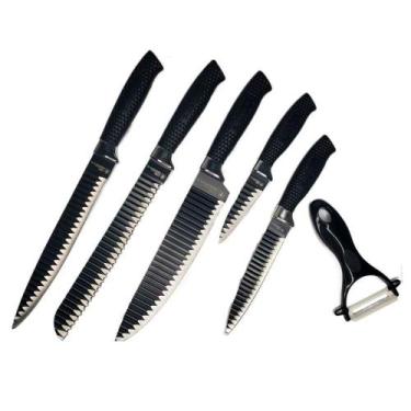 Imagem de Facas Inox Antiaderente 6 Peças Churrasco Tesoura - Draik