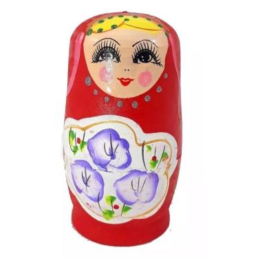Imagem de Matriosca Russa Vermelho4 5 Bonecas Uma Dentro Outra 12 Cm