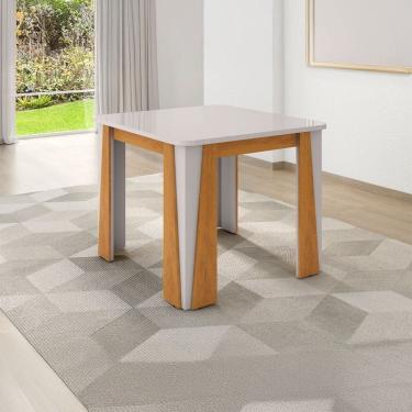 Imagem de Mesa de Madeira Opera 90 Cm com Vidro Naturallle/Off White - Móveis Bechara