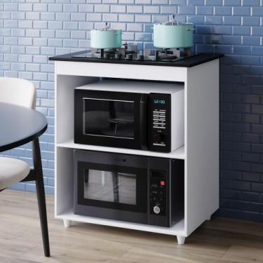 Imagem de Balcão Para Cooktop Laura 70cm 04 Bocas Com Tampo Recortado Branco - D