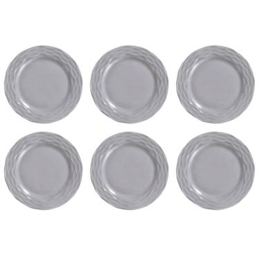 Imagem de Kit 6 Pratos Rasos Cinza Ondas Germer Porcelanas