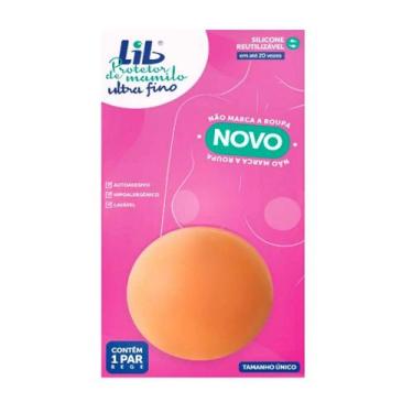 Imagem de Protetor de Mamilo LIB Ultra Fino Reutilizável Bege Feminino 1 par