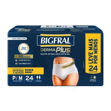 Imagem de Roupa Íntima Descartável Bigfral Derma Plus Unissex P/M 24 Unidades
