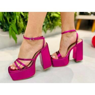 Imagem de Sandália de salto alto e plataforma Pink vibrante - Destak , 38