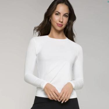 Imagem de Blusa Selene Manga Longa com Proteção UV50+ Feminina, M, Branco