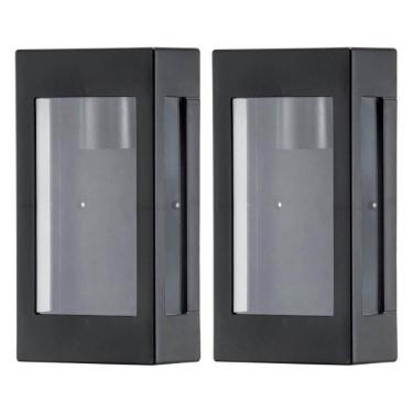 Imagem de Kit 2 Arandelas Externas Prime Pretas Luminárias de Parede Bivolt Jardim Fachada Dital