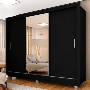 Imagem de Guarda Roupa Casal Vivian 3 Portas Esp Maior Preto Fosco - Moveis Arapongas