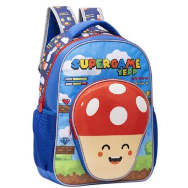 Imagem de Mochila Costas Escolar Infantil Menino Super Mario Bros Yepp Toad, Azu