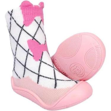 Imagem de Meia C/ Sola Antiderrapante Pimpolho Cano ALTO Infantil Bebe, Branco, 
