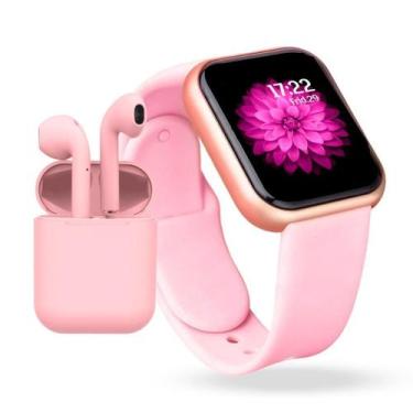 Imagem de Fone De Ouvido Sem Fio Bluetooth Touch TWS + Smartwach Y8, Rosê