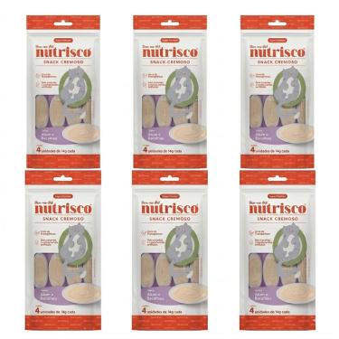 Imagem de Kit Petisco Gatos Snack Cremoso Nutrisco Atum e Bacalhau 56g C/6 Unidades
