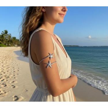 Imagem de Bracelete Braço Boho Chic Estrelas do Mar Ajustável  Estilo e Elegânci
