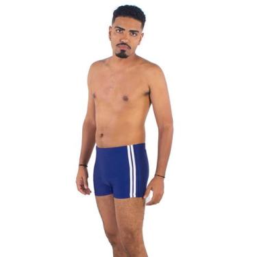 Imagem de Sunga Adulto Boxer Masculina Azul Marinho Galão Branco - STW, Azul mar