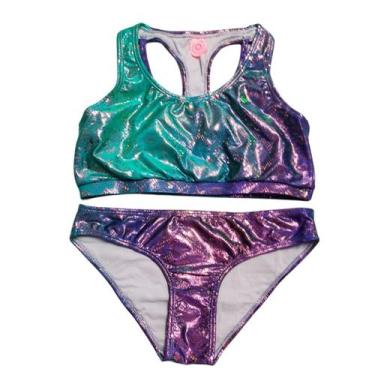 Imagem de Biquíni Infantil Proteção UPF50+ Top Stripe - Mermaid - Banho Maria, 1