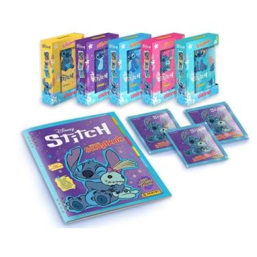Imagem de Kit C/ 1 Álbum Brochura + 50 Envelopes De Figurinhas Stitch Com 1 Lata