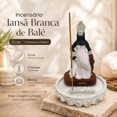 Imagem de Incensário Iansã Branca de Bale 12 cm 3 Varetas em Resina - Lua Mistic