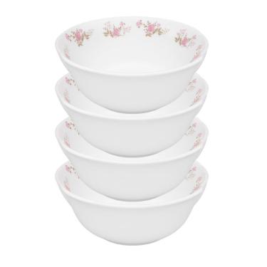 Imagem de Kit 4 Tigela Saladeira Grande Cumbuca Sobremesas Flowers Pink Vidro 1400ml 23cm em Casa Tem