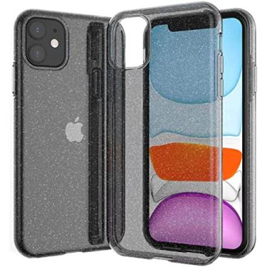 Imagem de Capa macia slim Crystal Clear Glitter para iPhone 11 Pro Max 13 12 Mini X XS XR 8 Plus 7 6S SE 2020 Acessórios de capa de telefone de luxo, preta, para iPhone 6 Plus