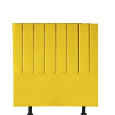 Imagem de Cabeceira Estofada Carla 90 cm Solteiro Quarto para Cama Box Suede Amarelo