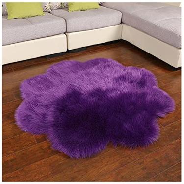 Imagem de GERYUXA Tapetes macios para quarto tapete antiderrapante para sala de estar tapetes felpudos de pelúcia para sala de estar (tamanho: 40 cm, cor: roxo)