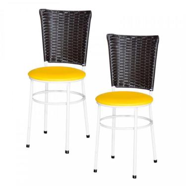 Imagem de 2 Cadeiras Branca Para Cozinha Hawai Café Cor Amarelo