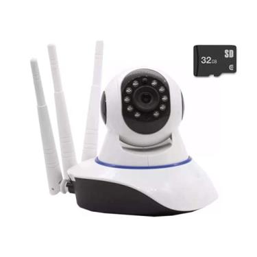 Imagem de Câmera Ip 3 Antenas Wifi Wireless 3ª Geração Visão Noturna com Micro SD 32GB incluso