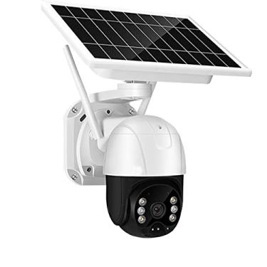 Imagem de Câmera solar ao ar livre com alimentado por bateria,4x Zoom digital wi-fi HD câmera de segurança vigilância por vídeo segurança monitor vigilância de voz bidirecional câmera ip segurança doméstica