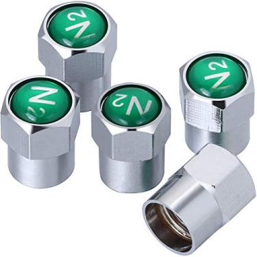 Imagem de Onwon 5 peças tampas de válvula de pneu de latão cromado N2 com logotipo de sinal de nitrogênio tampas de válvula à prova de poeira para carros de automóveis válvula de pneu