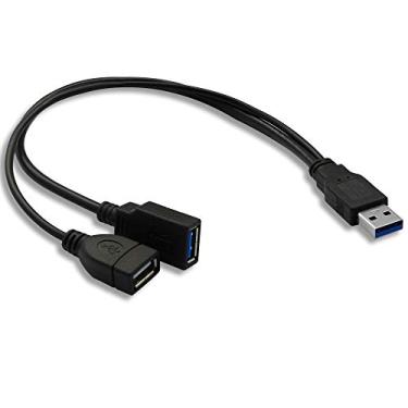 Imagem de GINTOOYUN Cabo divisor USB 3.0, cabo divisor de extensão Y tipo A 3.0 macho para 3.0 fêmea e 2.0 fêmea para PC, laptop, comprimento 30 cm