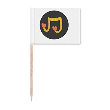 Imagem de Adorável notas musicais em forma de coração, marcadores de palito de dentes, decoração de festa