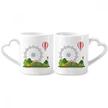 Imagem de Conjunto de canecas de porcelana para casais, parque de diversões, balão, roda-gigante